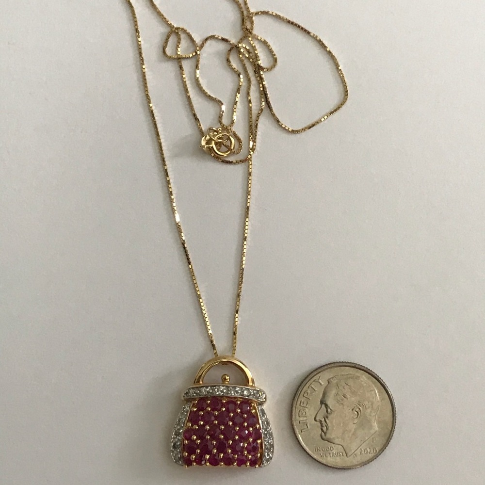 ❌SOLD❌ 14k Ruby & Diamond PURSE Necklace - Picture 15 of 17